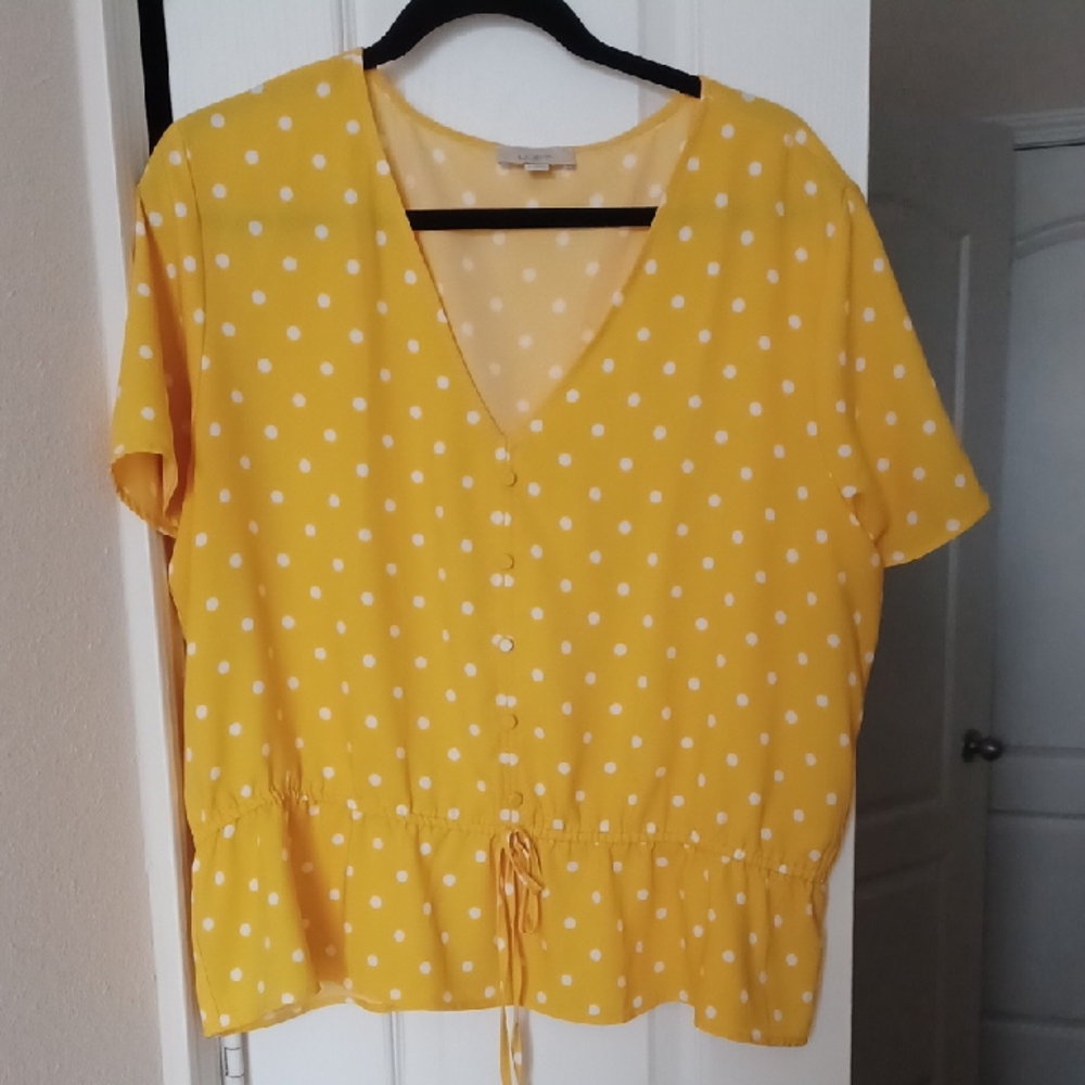 Yellow Polka Dot Cinch Blouse
